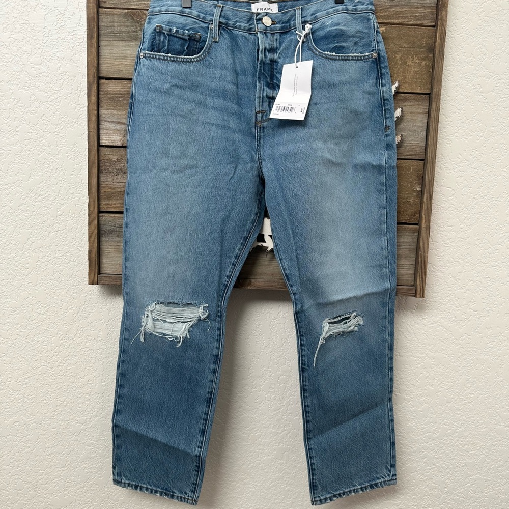 Frame Le Original High Rise Straight Fit Light‎ Blue cotton Denim Jeans size 31